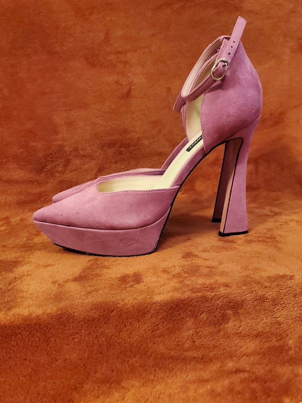 NINE WEST Pointed-Toe Ankle Strap Pumps in Hot Pink Suede